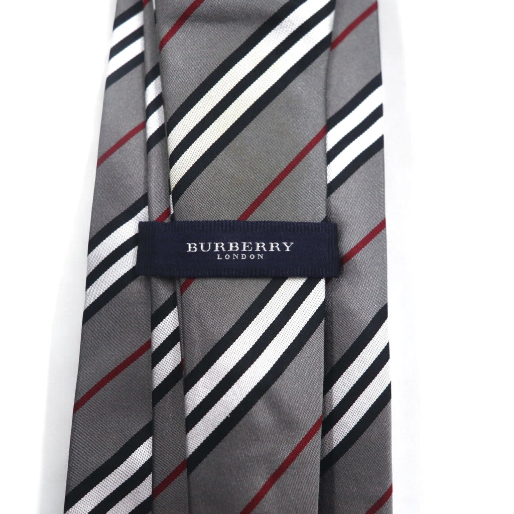 BURBERRY Made in Italy Tie Grey Regimental Stripe Silk