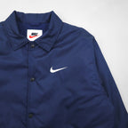 NIKE 90年代 銀タグ コーチジャケット L ネイビー ナイロン ロング丈 スナップボタン