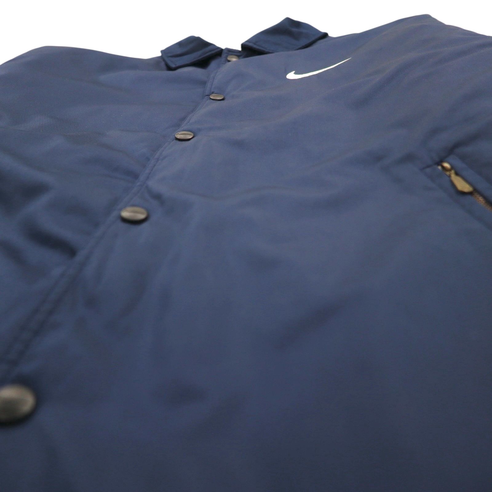 NIKE 90年代 銀タグ コーチジャケット L ネイビー ナイロン ロング丈 スナップボタン