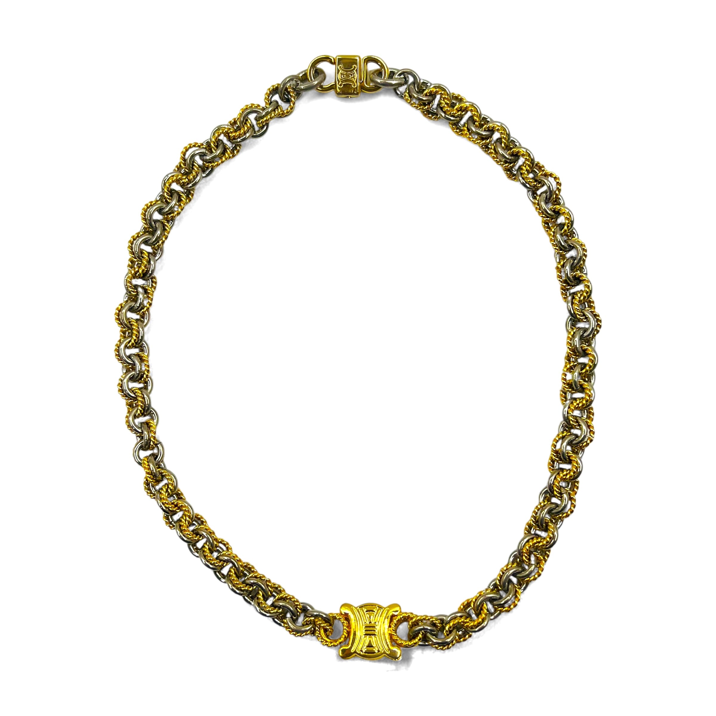 ヴィンテージ セリーヌ トリオンフ ゴールドカラー チョーカーネックレス ヴィンテージ セリーヌ トリオンフ ゴールドカラー チョーカーネックレス