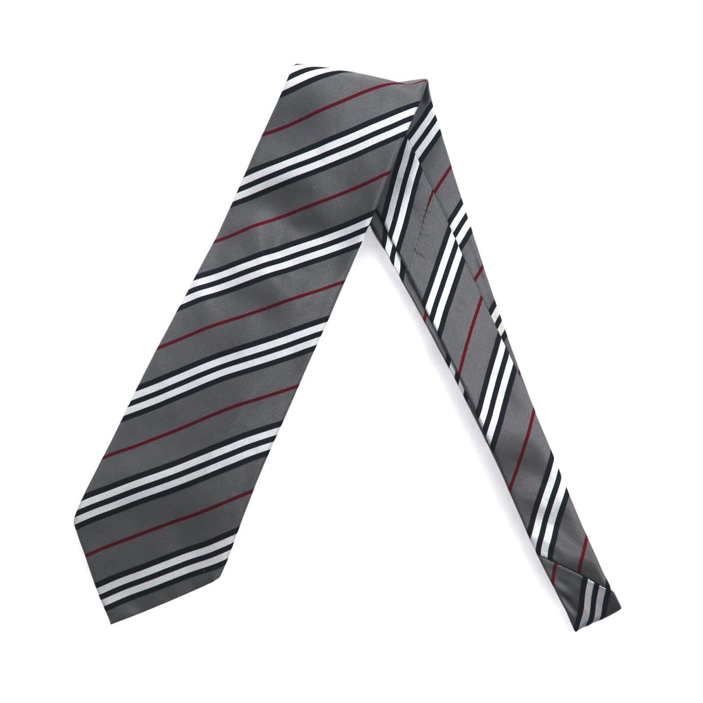 BURBERRY Made in Italy Tie Grey Regimental Stripe Silk