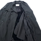 TOWNE BY LONDON FOG 90's Trench Coat 42 Black Polyester Cotton Boa Liner Removable Made in Sri Lanka