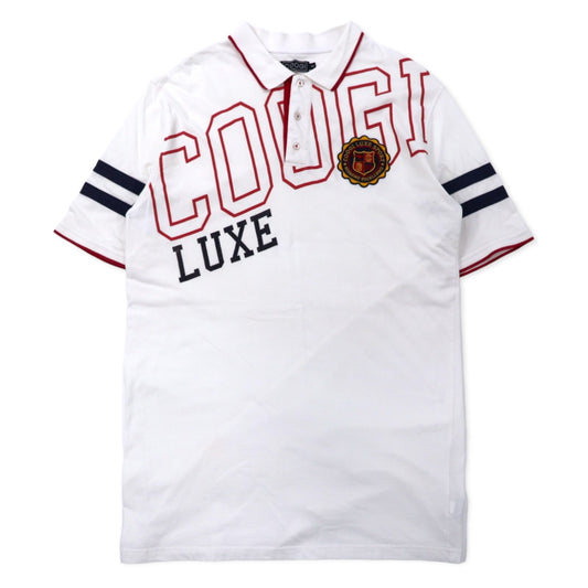 日本然リトテ-古着オンライン-COOGI ポロシャツ 4X ホワイト コットン エンブレムロゴ ワッペン ビッグサイズ-COOGI Polo Shirt 4X White Cotton Emblem Logo Patch Big Size