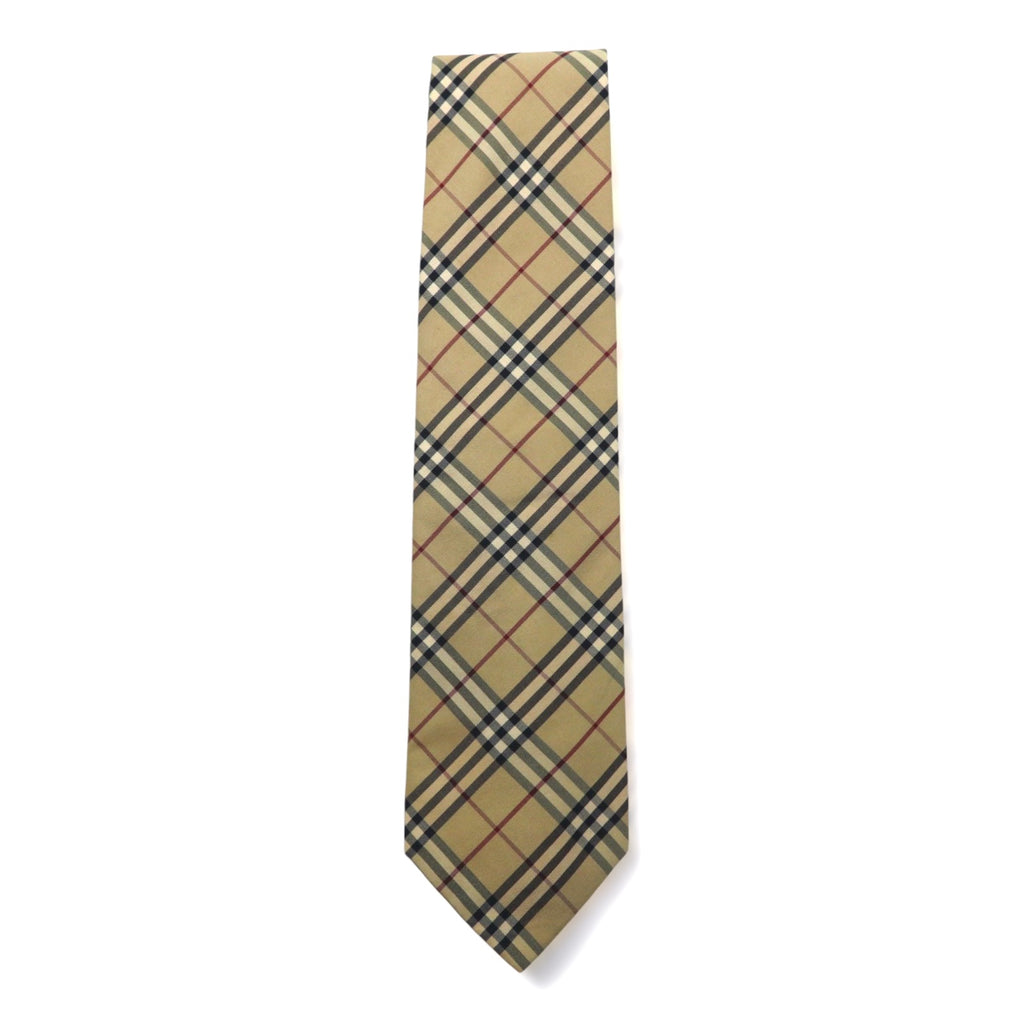 BURBERRY Made in Italy Nova Check Tie Beige Silk