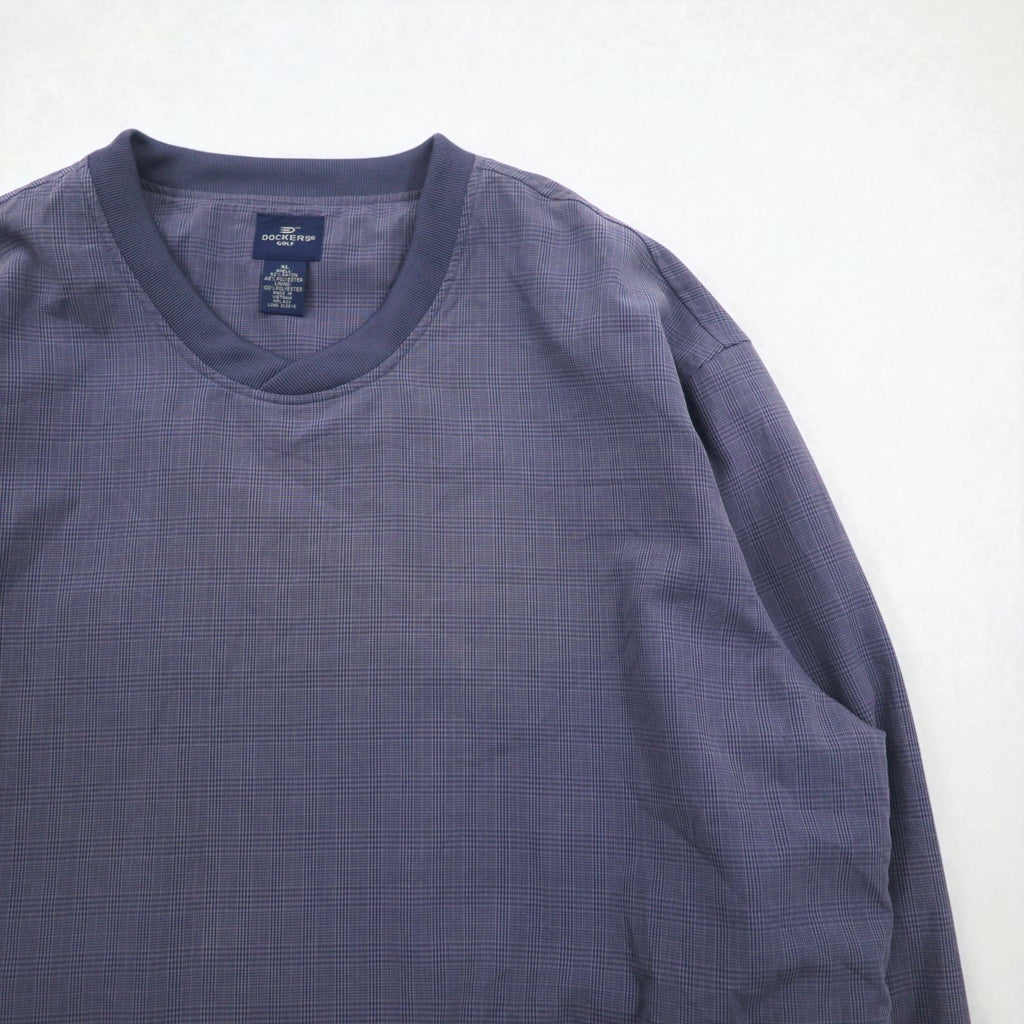 DOCKERS (Levi's) Waterproof Nylon Pullover Jacket, Size XL, Gray Check, Rayon and Polyester