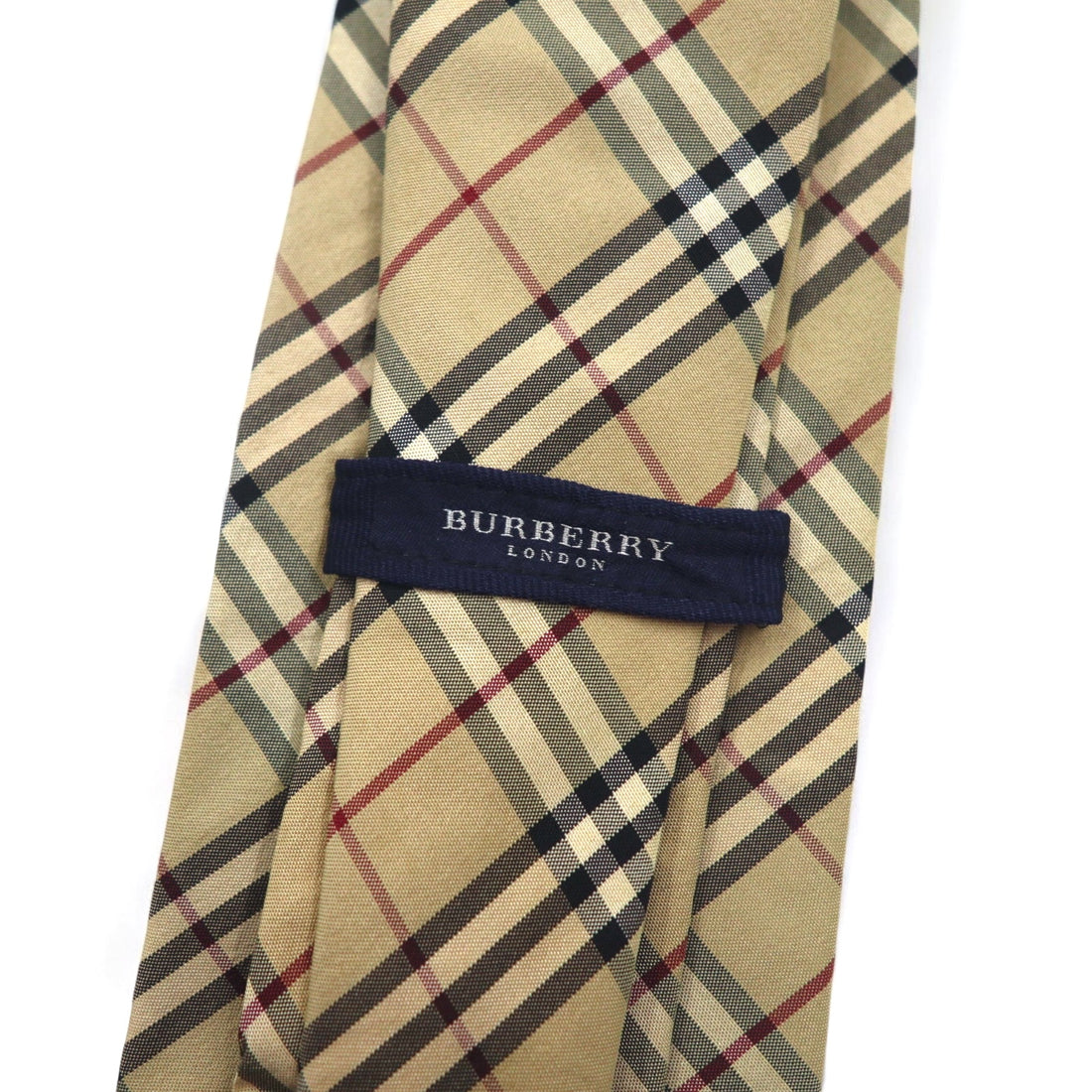 BURBERRY Made in Italy Nova Check Tie Beige Silk