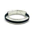 GUCCI Leather Silver Bangle Bracelet Silver 925 Black Made in Italy