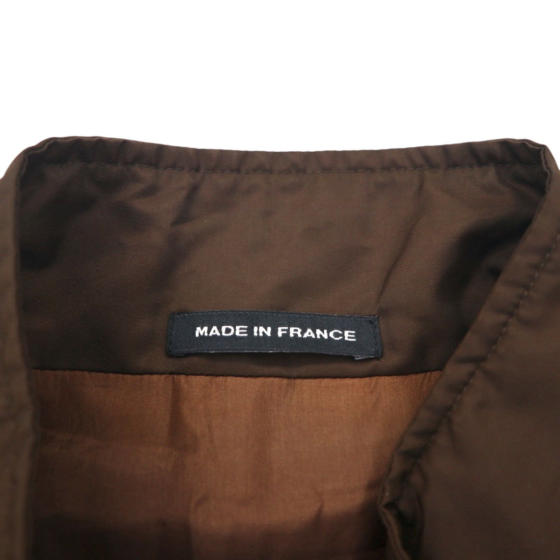 agnes b HOMME 90s Made in France Stand Collar Coat L Brown Padded