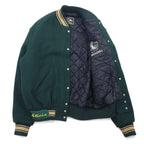 Made in USA 90s HOLLOWAY Ribline Melton Stadium Jacket M Green Wool LAKESIDE Embroidery Alicia