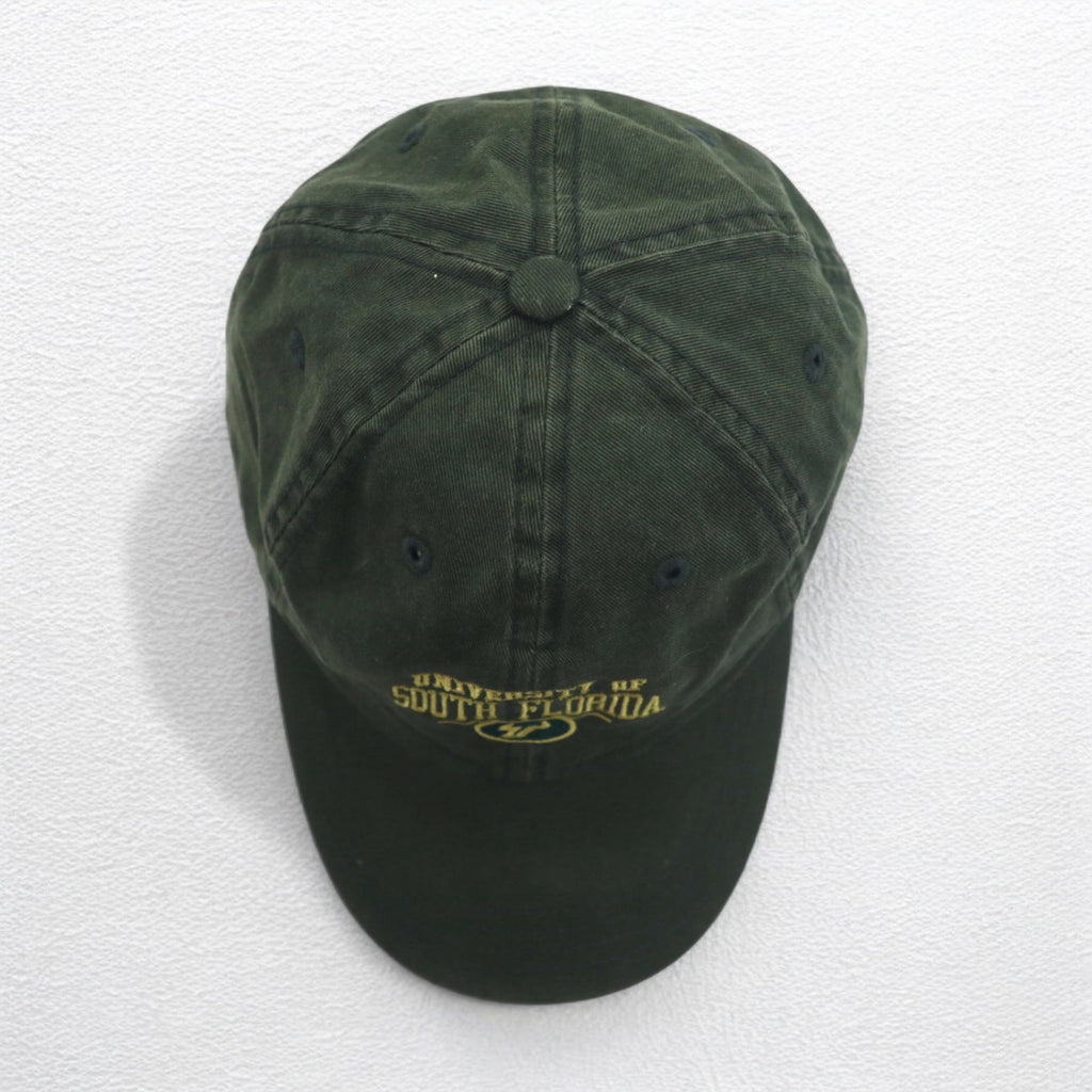 90s Zephyr Washed College Embroidery 6 Panel Cap Free Velcro Khaki South Florida Arch Logo