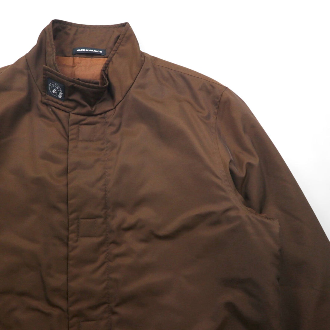 agnes b HOMME 90s Made in France Stand Collar Coat L Brown Padded