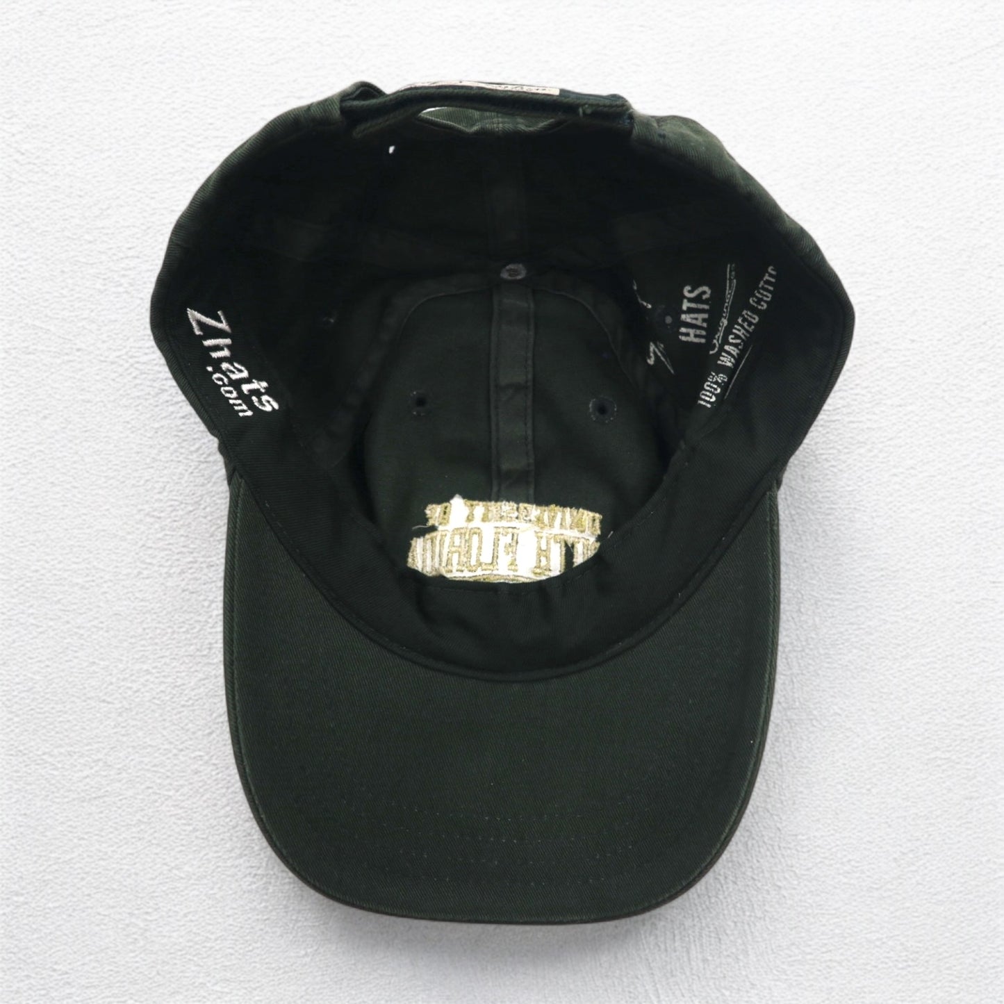 90年代 ZEPHYR ウォッシュド カレッジ刺繍 6パネルキャップ FREE マジックテープ カーキ SOUTH FLORIDA アーチロゴ