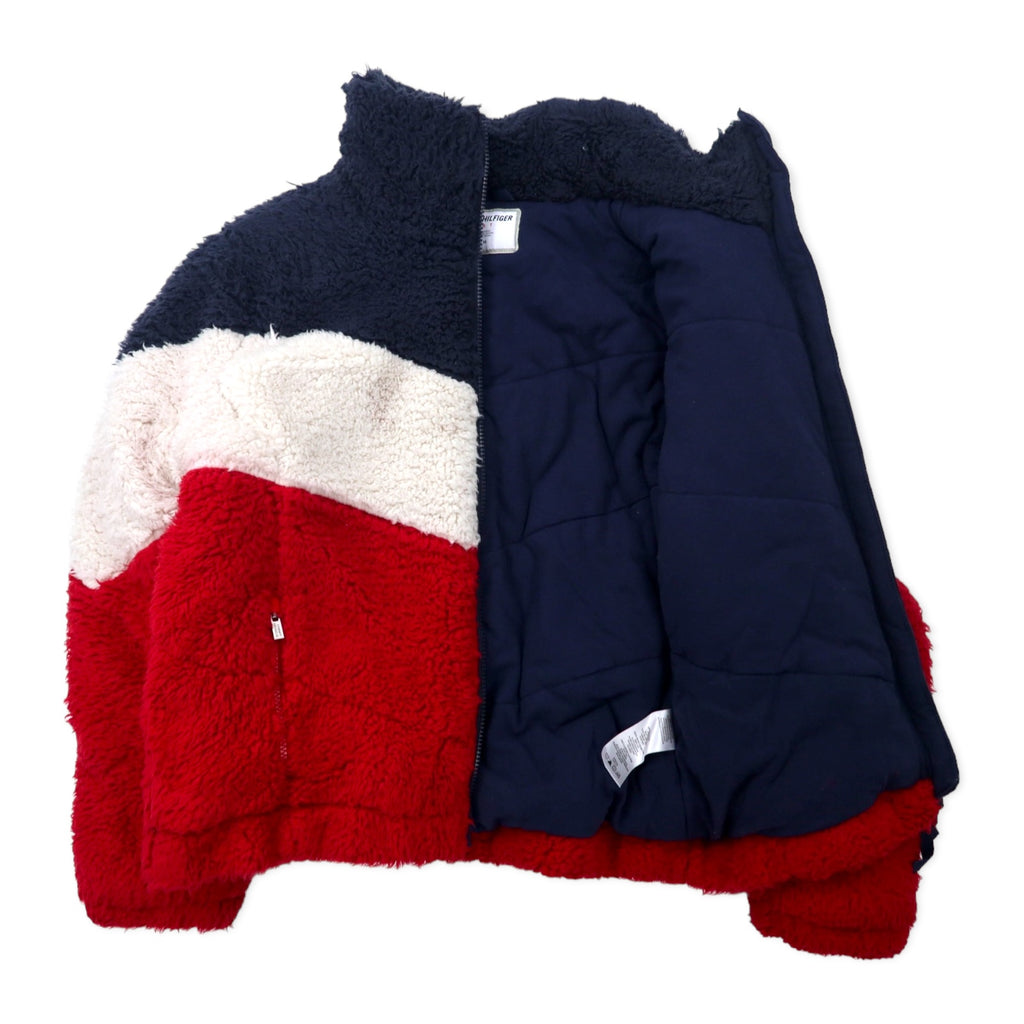 TOMMY HILFIGER SPORT Sherpa Fleece Jacket M Navy White Red Tricolor Color Polyester