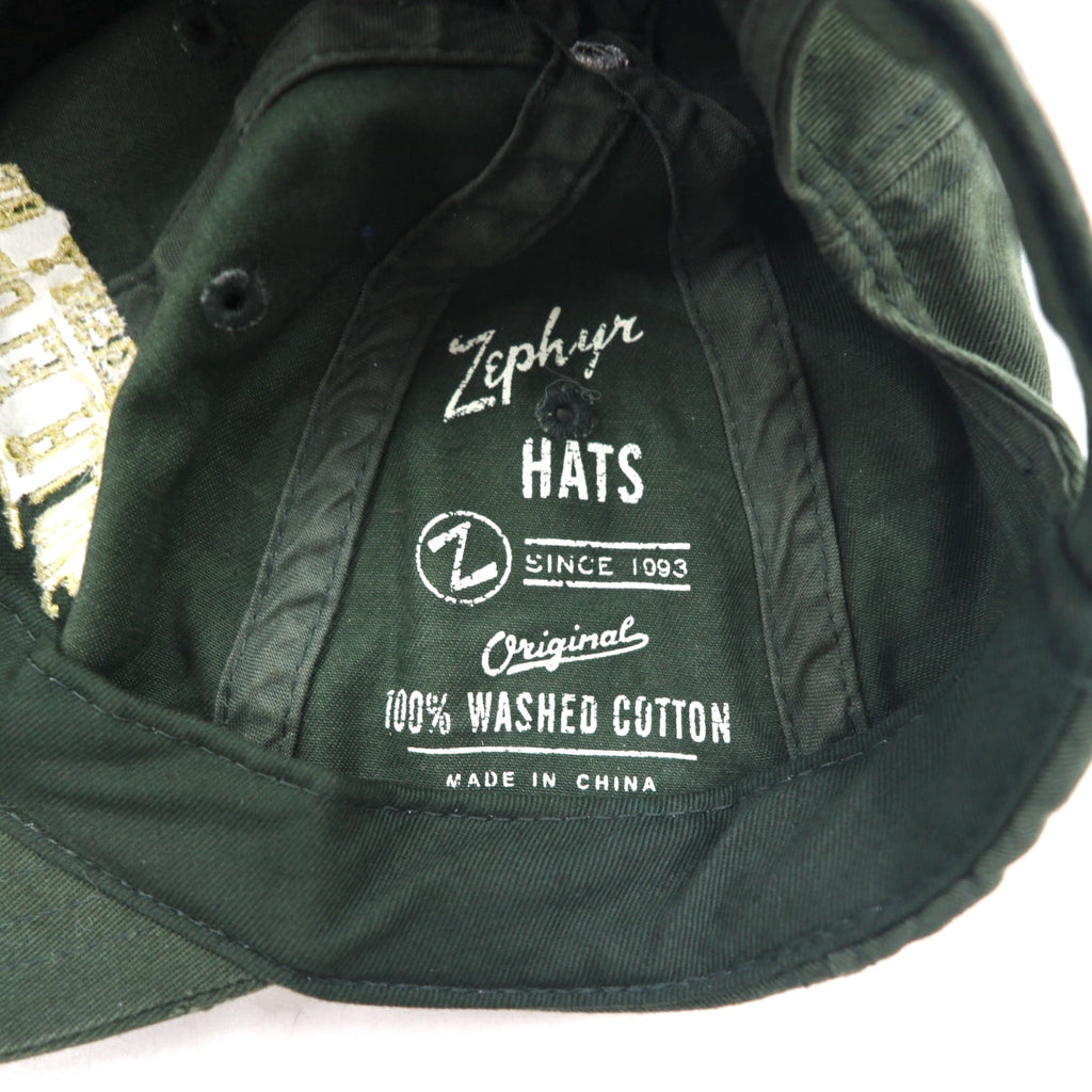 90s Zephyr Washed College Embroidery 6 Panel Cap Free Velcro Khaki South Florida Arch Logo