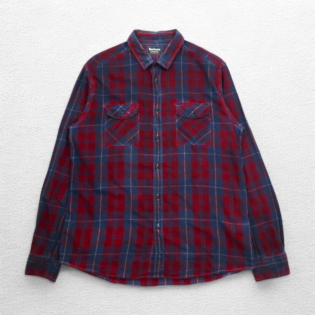 Barbour INTERNATIONAL ライトネル ワークシャツ XL ネイビー レッド チェック コットン