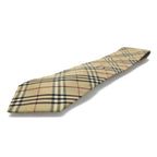 BURBERRY Made in Italy Nova Check Tie Beige Silk