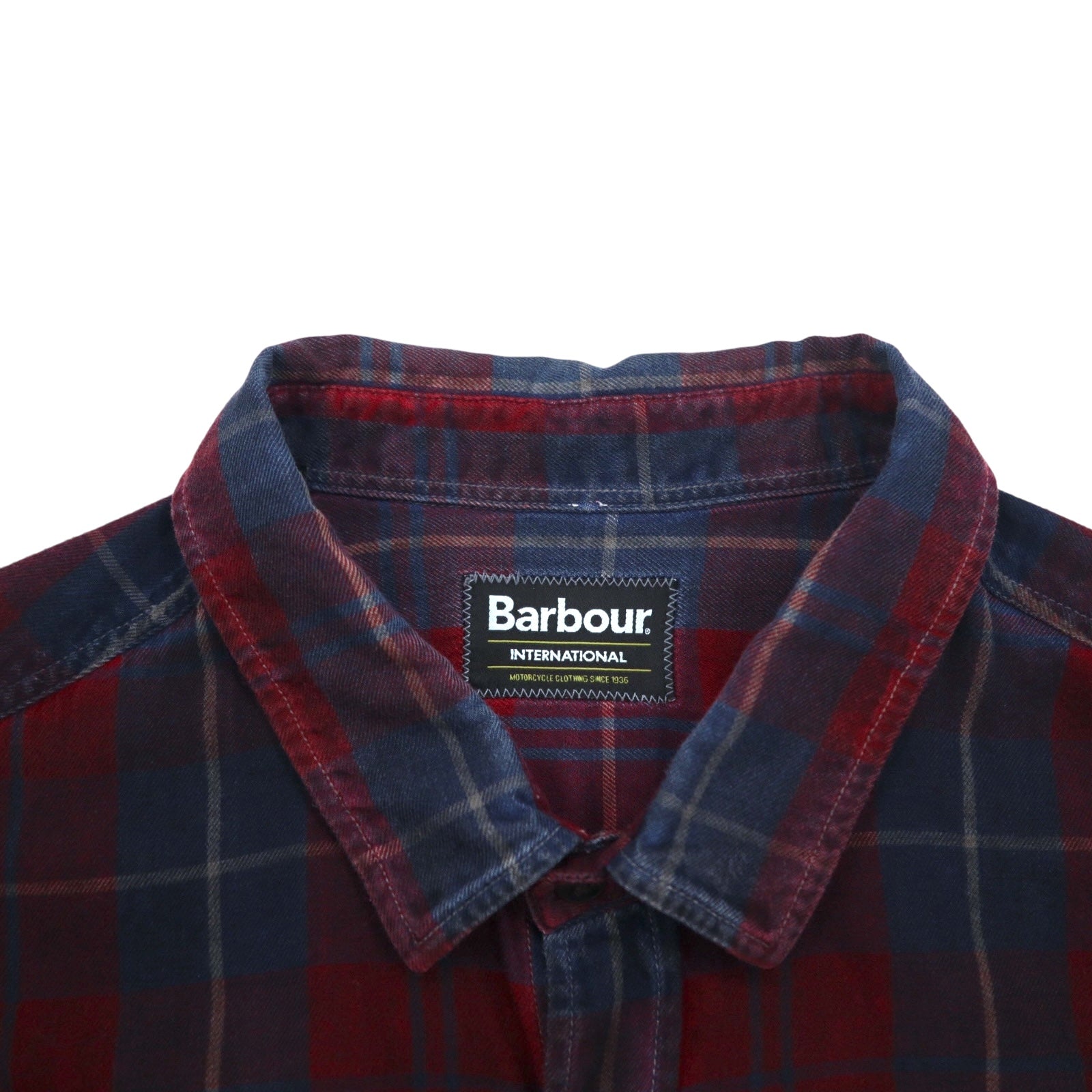 Barbour INTERNATIONAL ライトネル ワークシャツ XL ネイビー レッド チェック コットン