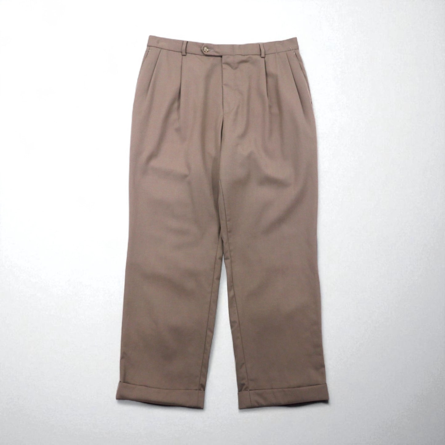 NAUTICA 2タック ワイド スラックスパンツ L ベージュ ウール