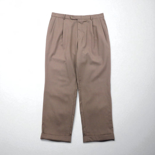NAUTICA 2タック ワイド スラックスパンツ L ベージュ ウール