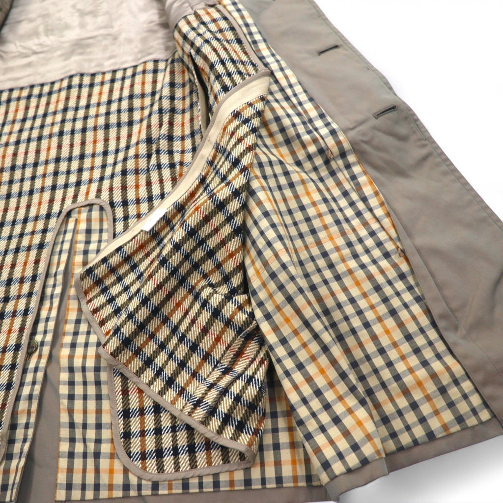 DAKS 70s Old Balmacaan Coat M Beige Iridescent Check Lining Removable Liner Made in Japan