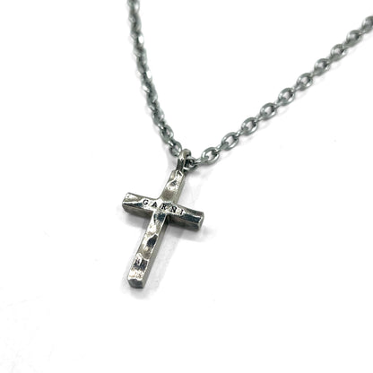 GARNI Hammered Cross Necklace Silver 925 Hammerwork Rosary