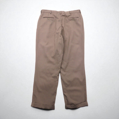 NAUTICA 2タック ワイド スラックスパンツ L ベージュ ウール