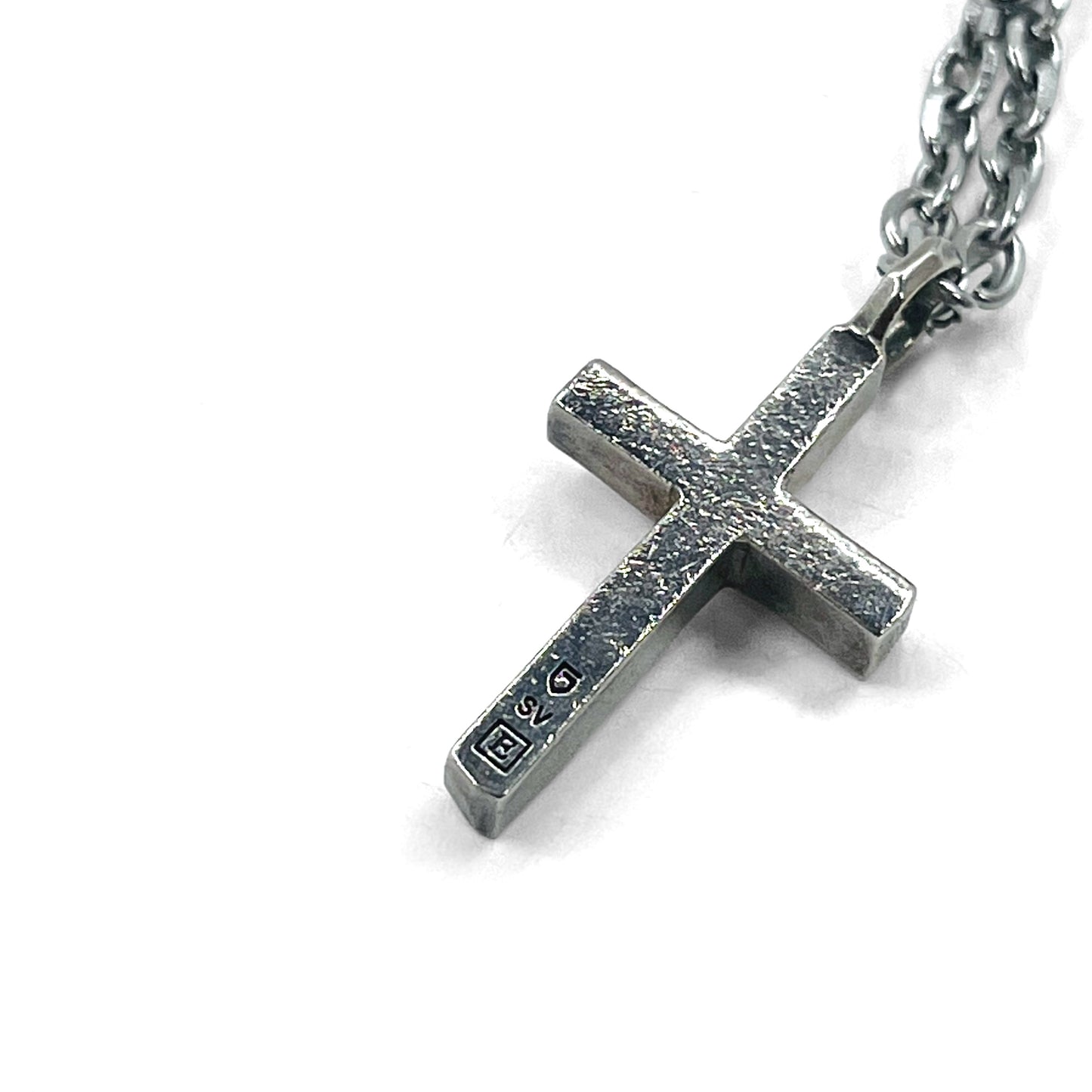 GARNI Hammered Cross Necklace Silver 925 Hammerwork Rosary