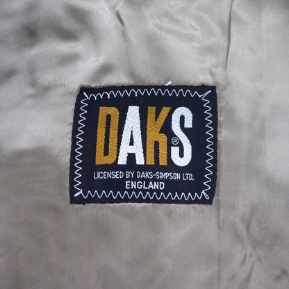 DAKS 70s Old Balmacaan Coat M Beige Iridescent Check Lining Removable Liner Made in Japan