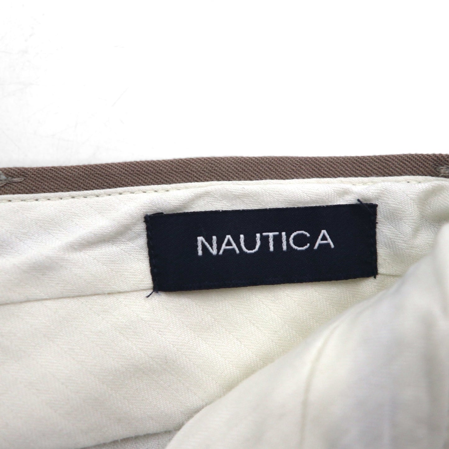 NAUTICA 2タック ワイド スラックスパンツ L ベージュ ウール