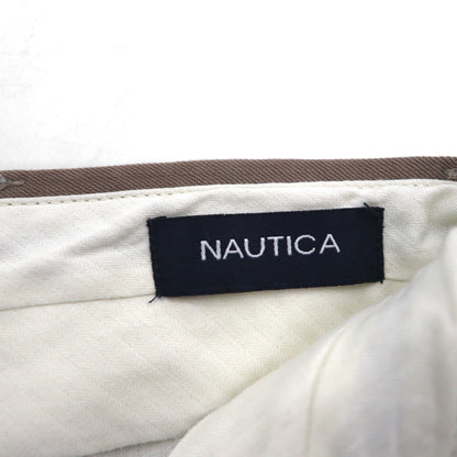 NAUTICA 2タック ワイド スラックスパンツ L ベージュ ウール