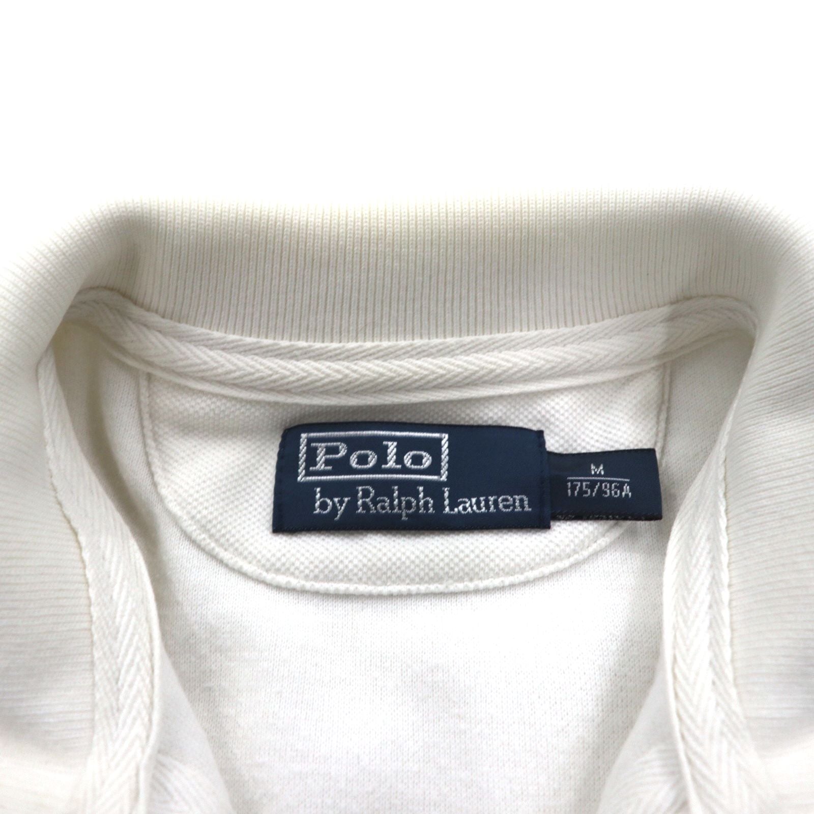 Polo Ralph Lauren 90年代 ビッグポニー 刺繍 リバースウィーブ トラックジャケット ジャージ M ホワイト 鹿の子