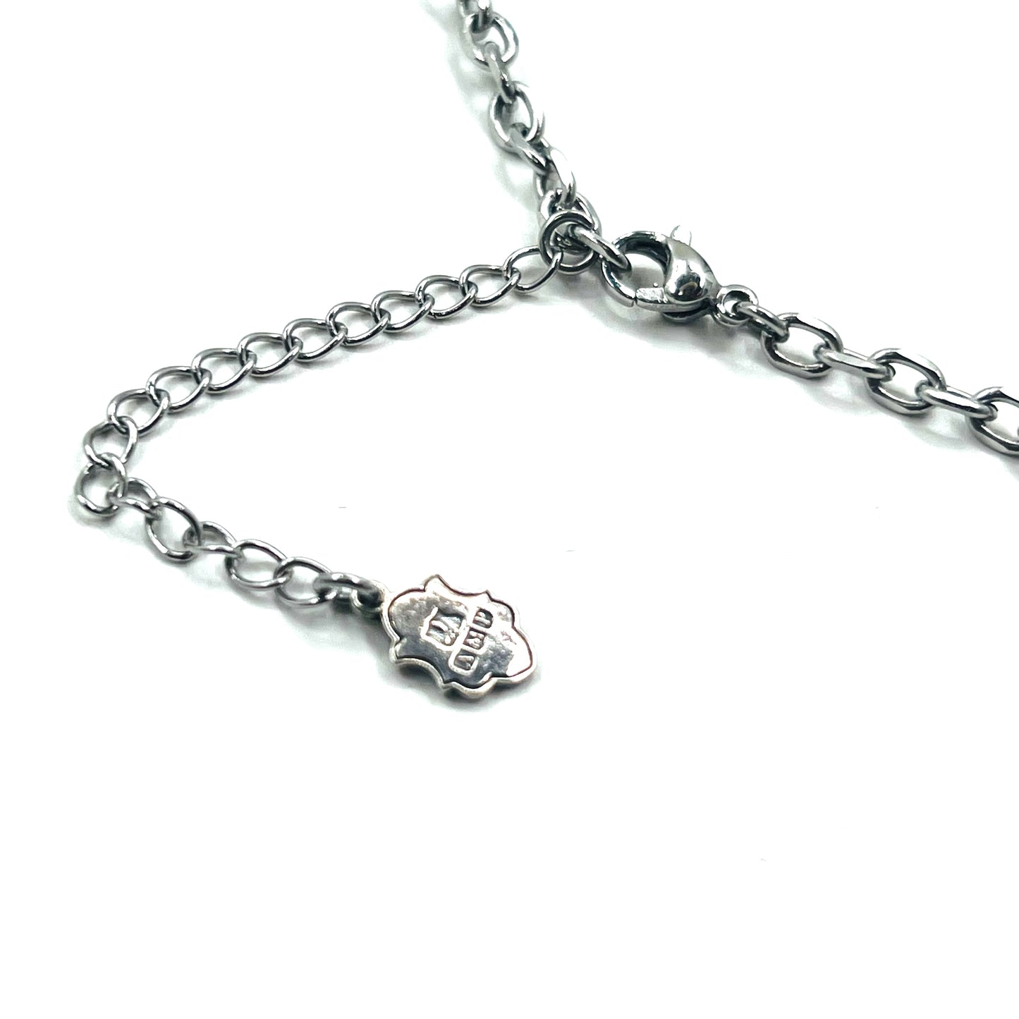 GARNI Hammered Cross Necklace Silver 925 Hammerwork Rosary