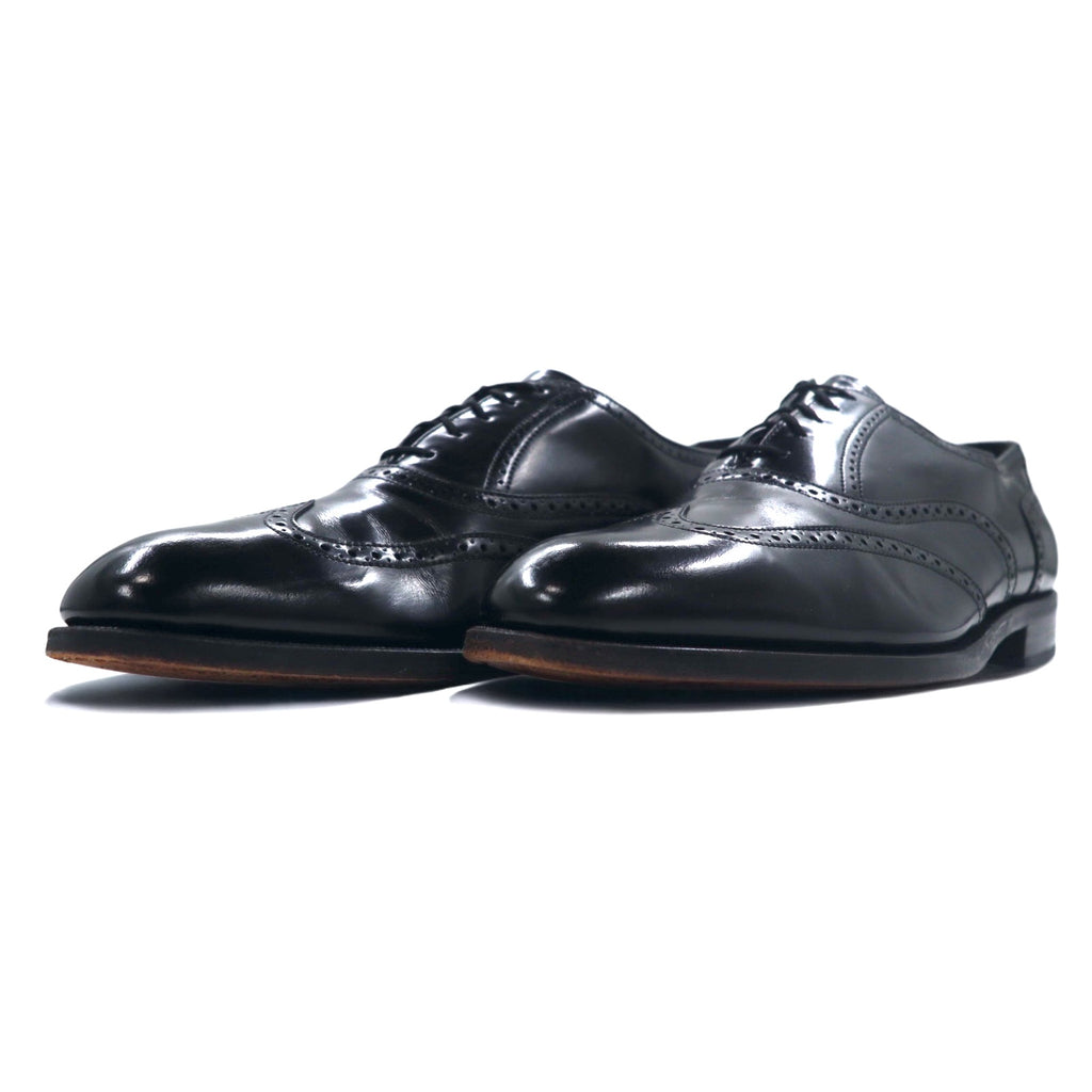 FLORSHEIM 80s Wingtip Medallion Dress Shoes 28cm Black Leather 20364