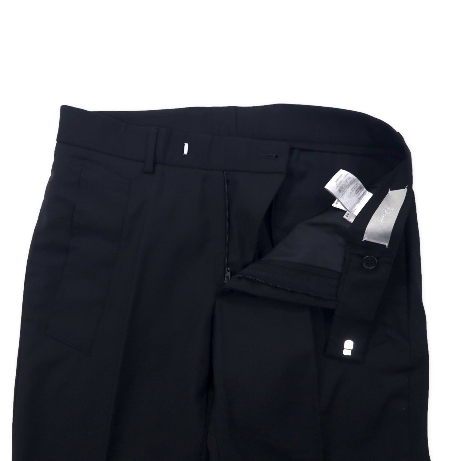 DIOR HOMME Italian MADE Center Press Slacks Pants 44 Black Wool