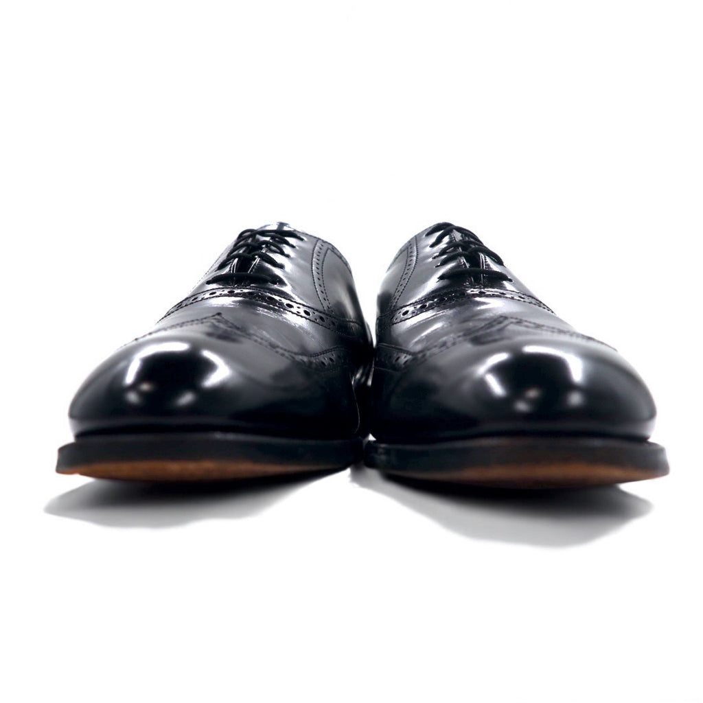 FLORSHEIM 80s Wingtip Medallion Dress Shoes 28cm Black Leather 20364