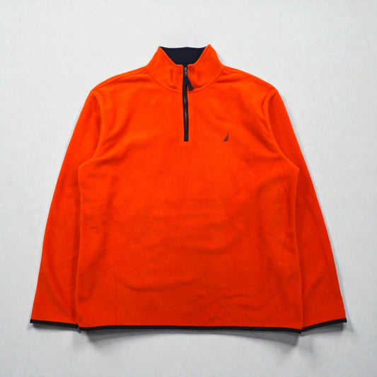 NAUTICA ハーフジップ フリースジャケット XL オレンジ ポリエステル ワンポイントロゴ