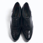 FLORSHEIM 80s Wingtip Medallion Dress Shoes 28cm Black Leather 20364