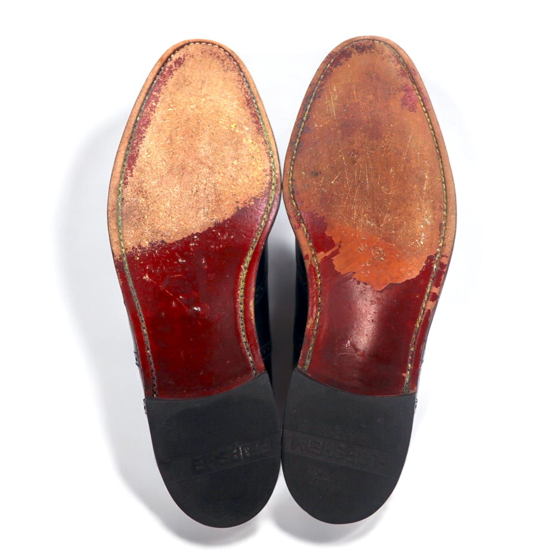 FLORSHEIM 80s Wingtip Medallion Dress Shoes 28cm Black Leather 20364