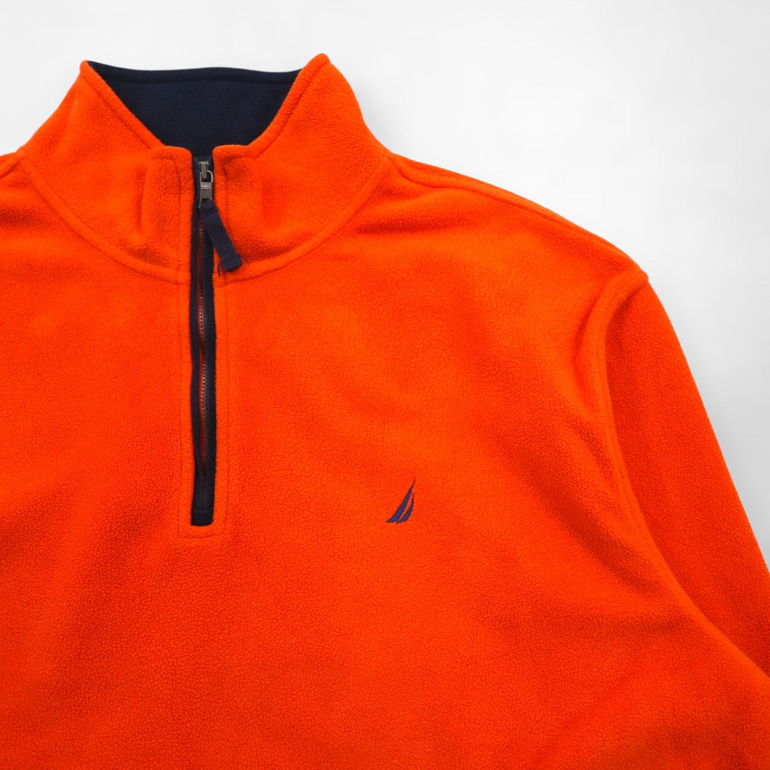 NAUTICA Half Zip Fleece Jacket XL Orange Polyester One Point Logo