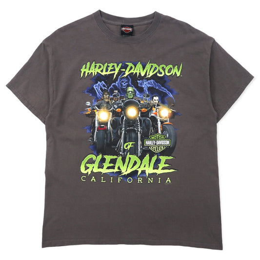 HARLEY DAVIDSON ロゴプリント Tシャツ L グレー コットン GLENDALE CALIFORNIA