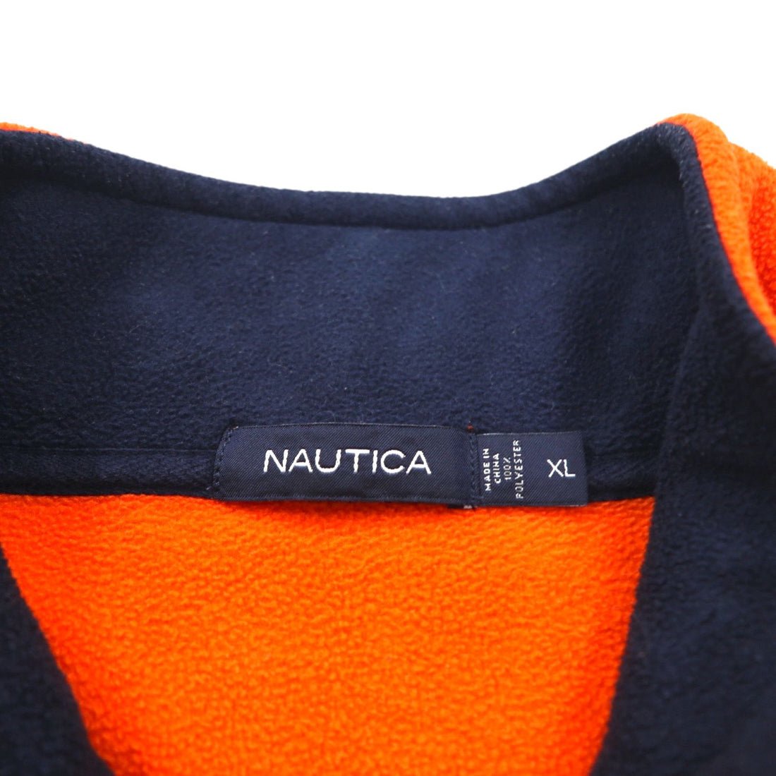 NAUTICA Half Zip Fleece Jacket XL Orange Polyester One Point Logo