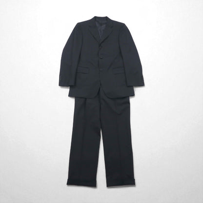 Burberry's Classics Vintage Super 100s 3B Suit Set, Size L, Black Wool with Shadow Stripe