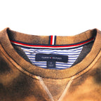 TOMMY HILFIGER Tie-dye front V sweatshirt M black printed flag logo