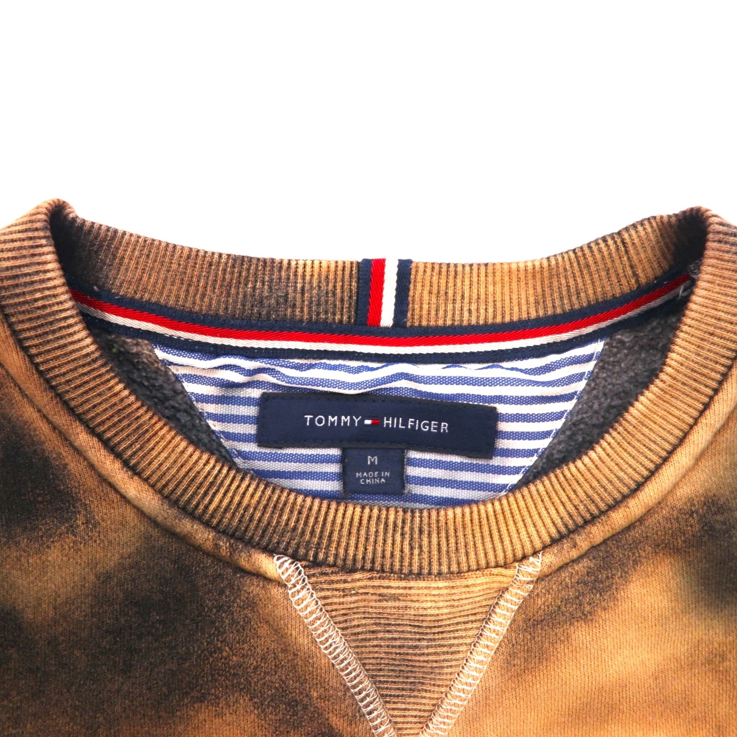 TOMMY HILFIGER タイダイ 前V スウェット M ブラック プリント フラッグロゴ