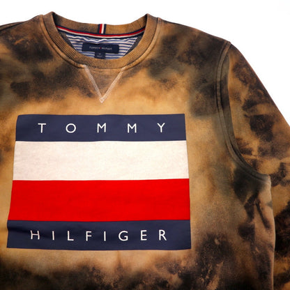 TOMMY HILFIGER タイダイ 前V スウェット M ブラック プリント フラッグロゴ