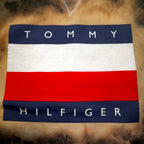 TOMMY HILFIGER Tie-dye front V sweatshirt M black printed flag logo