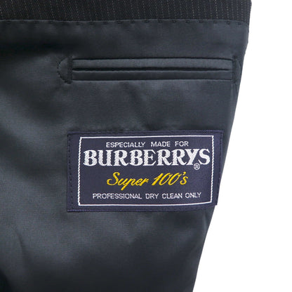 Burberry's Classics Vintage Super 100s 3B Suit Set, Size L, Black Wool with Shadow Stripe