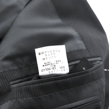 Burberry's Classics Vintage Super 100s 3B Suit Set, Size L, Black Wool with Shadow Stripe