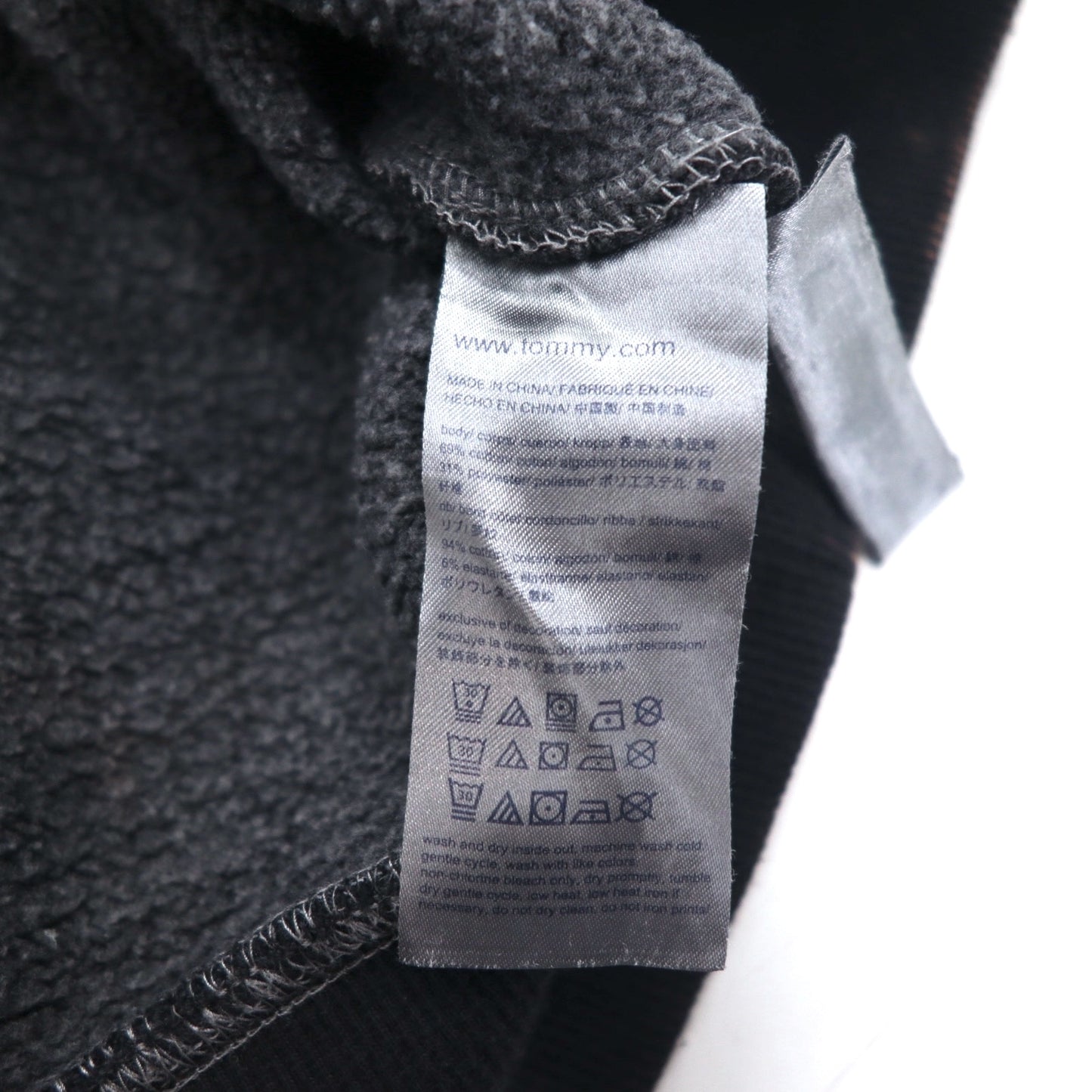 TOMMY HILFIGER タイダイ 前V スウェット M ブラック プリント フラッグロゴ