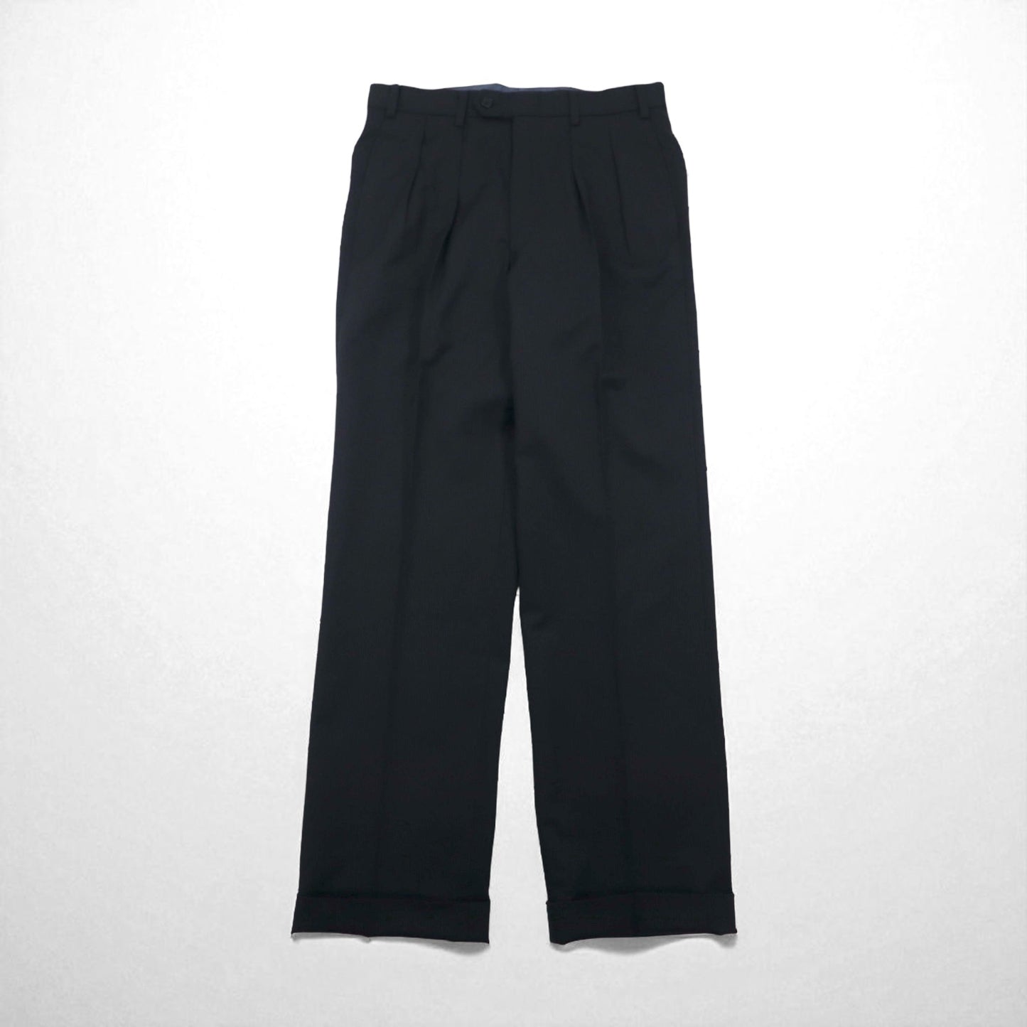 Burberry's Classics Vintage Super 100s 3B Suit Set, Size L, Black Wool with Shadow Stripe